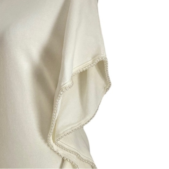 Leo & Ugo Paris Pearl Trim Knit Top in Ivory - Picture 10 of 13